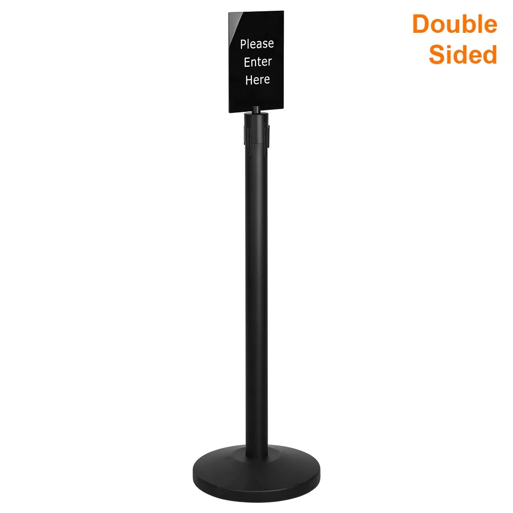 Stanchion with Sign – "Please Enter Here" - 2-Sided