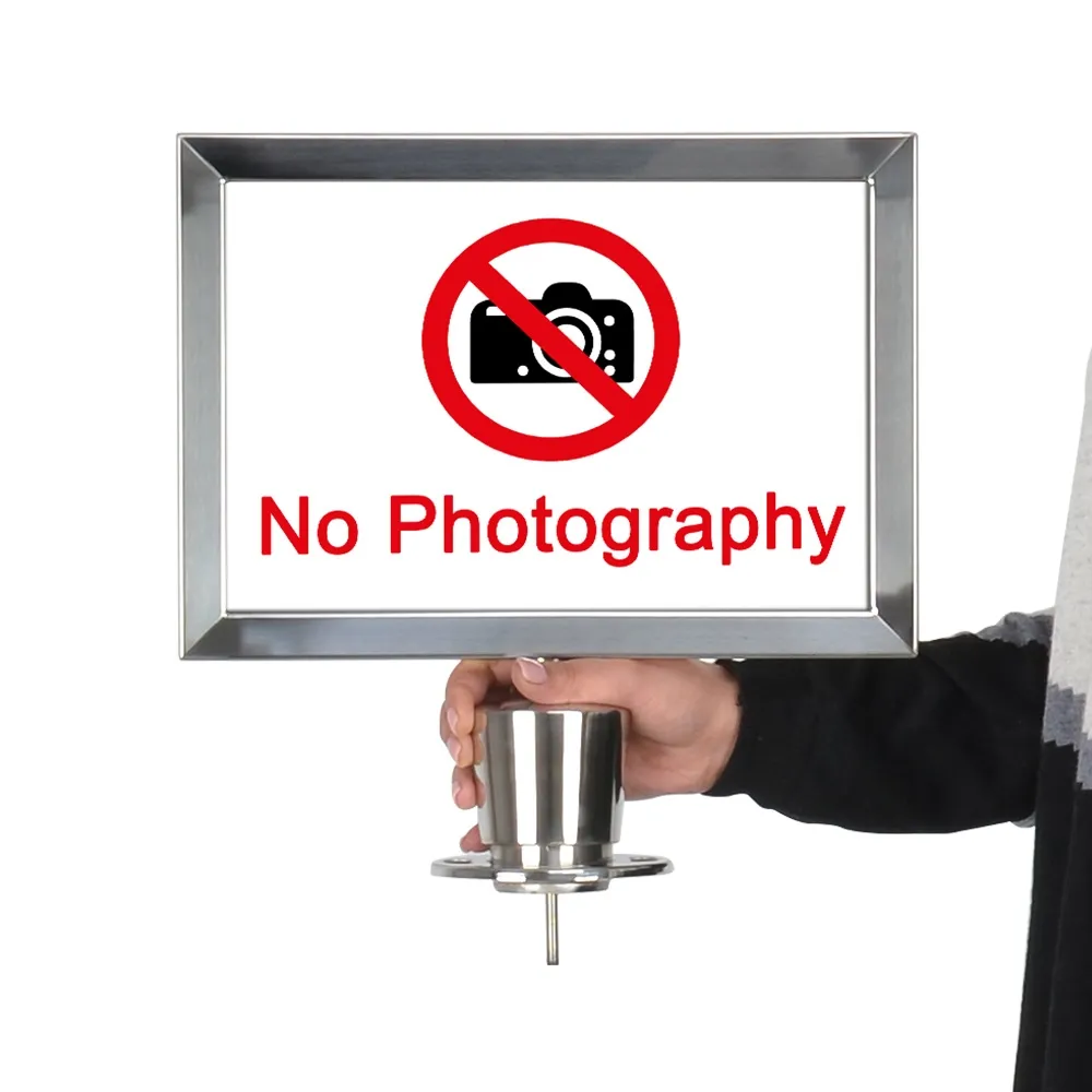 A4 Silver Rope Barrier Sign Holder