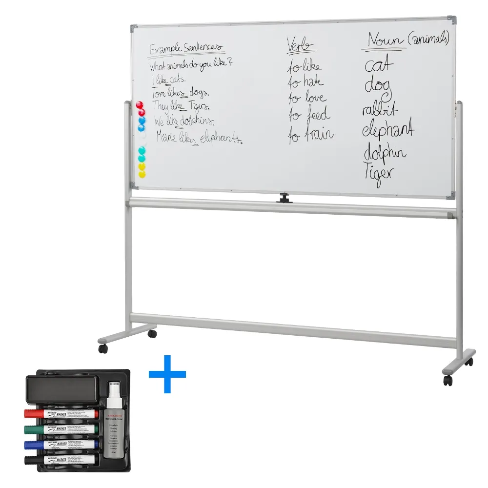 White Board with Wheels w/ Marker Kit